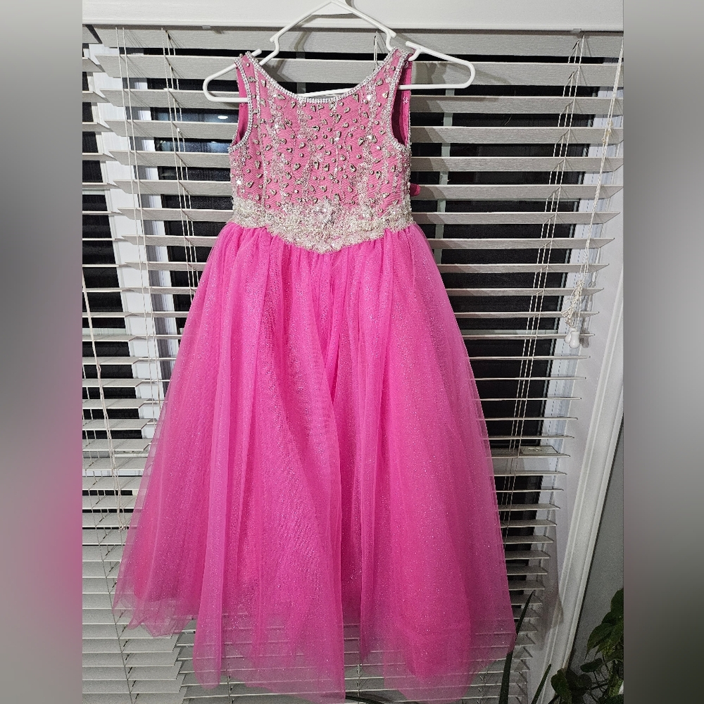 Girls Pink Pageant Dress Sparkley Long